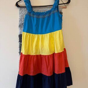 Hanna andersson Girl's Size 120 Twirl Colorblock Dress Tank Sleeve 100% Cotton
